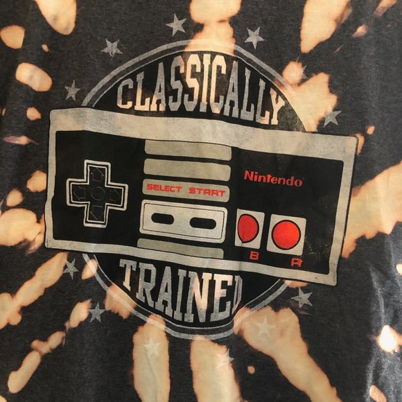 NINTENDO T SHIRT BLEACH DYED PLAY STATION GAMER - Picture 2 of 4